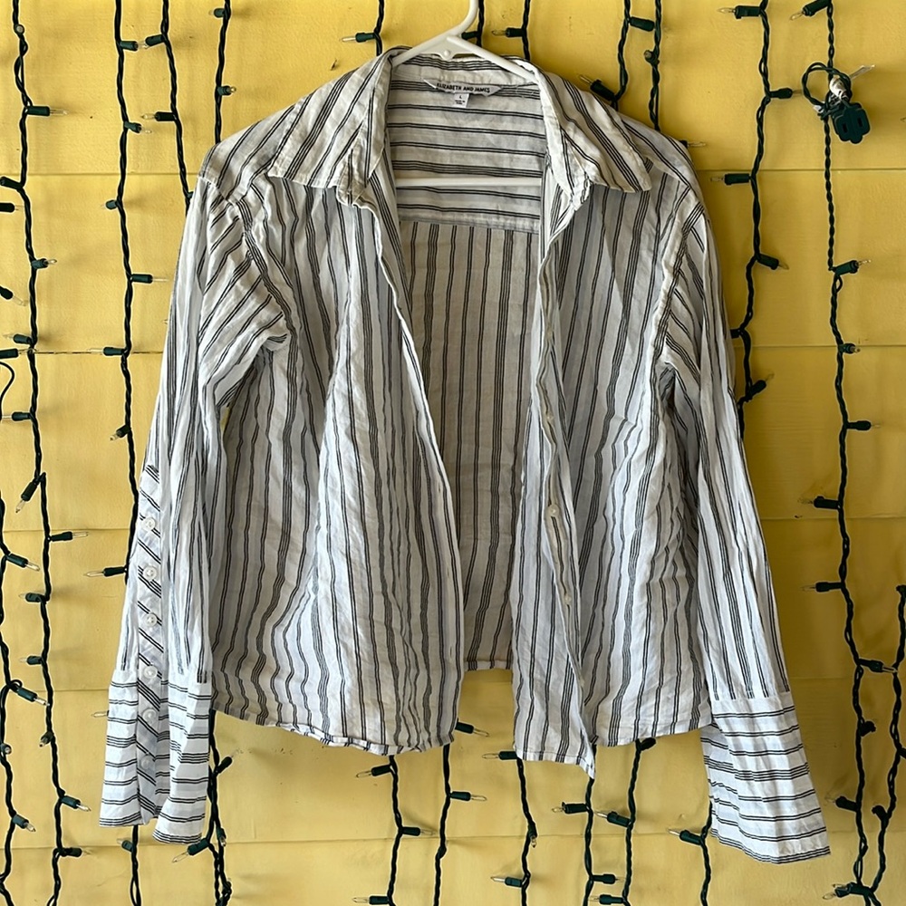 ELIZABETH AND JAMES, WOMEN'S large WHITE & BLACK STRIPES LIGHTWEIGHT but…